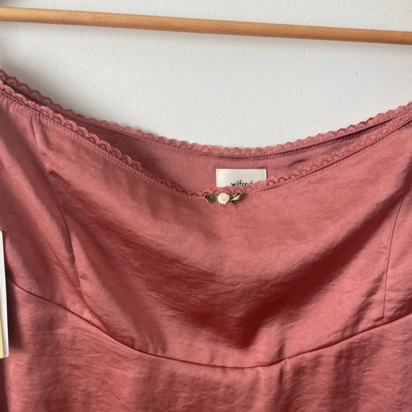 Aritzia Wilfred Lyrus Satin Mini Skirt NWT Earthen Red Size 12 - Picture 7 of 11